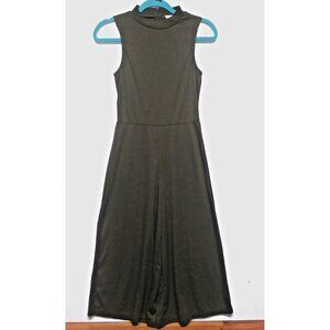 YADO Womens Jumpsuit WIDE LEG palazzo S/M sleeveless Olive green high neck EUC